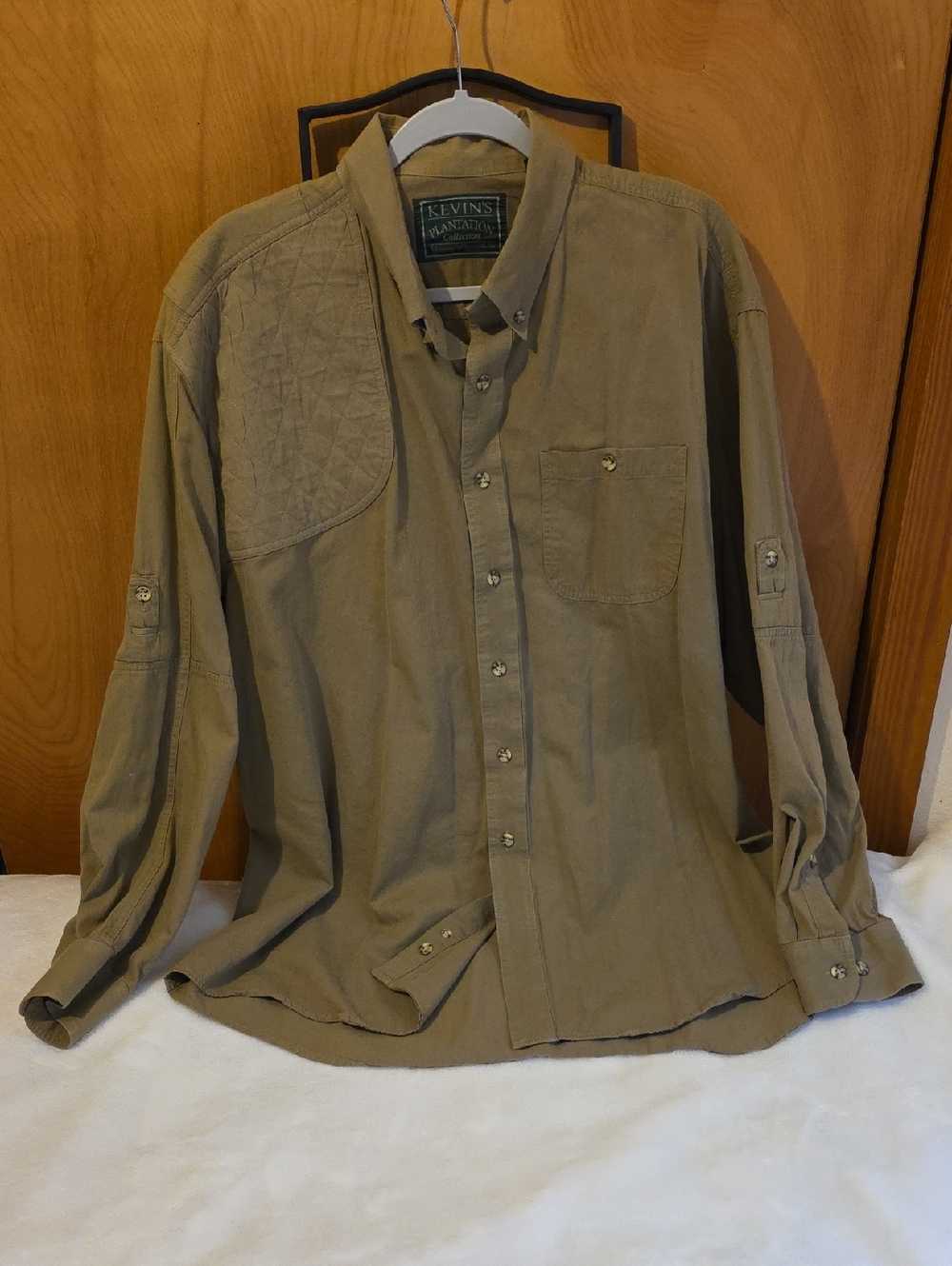 Kevin's Men's Button-Down Upland Hunting Shirt Right Patch- Tan